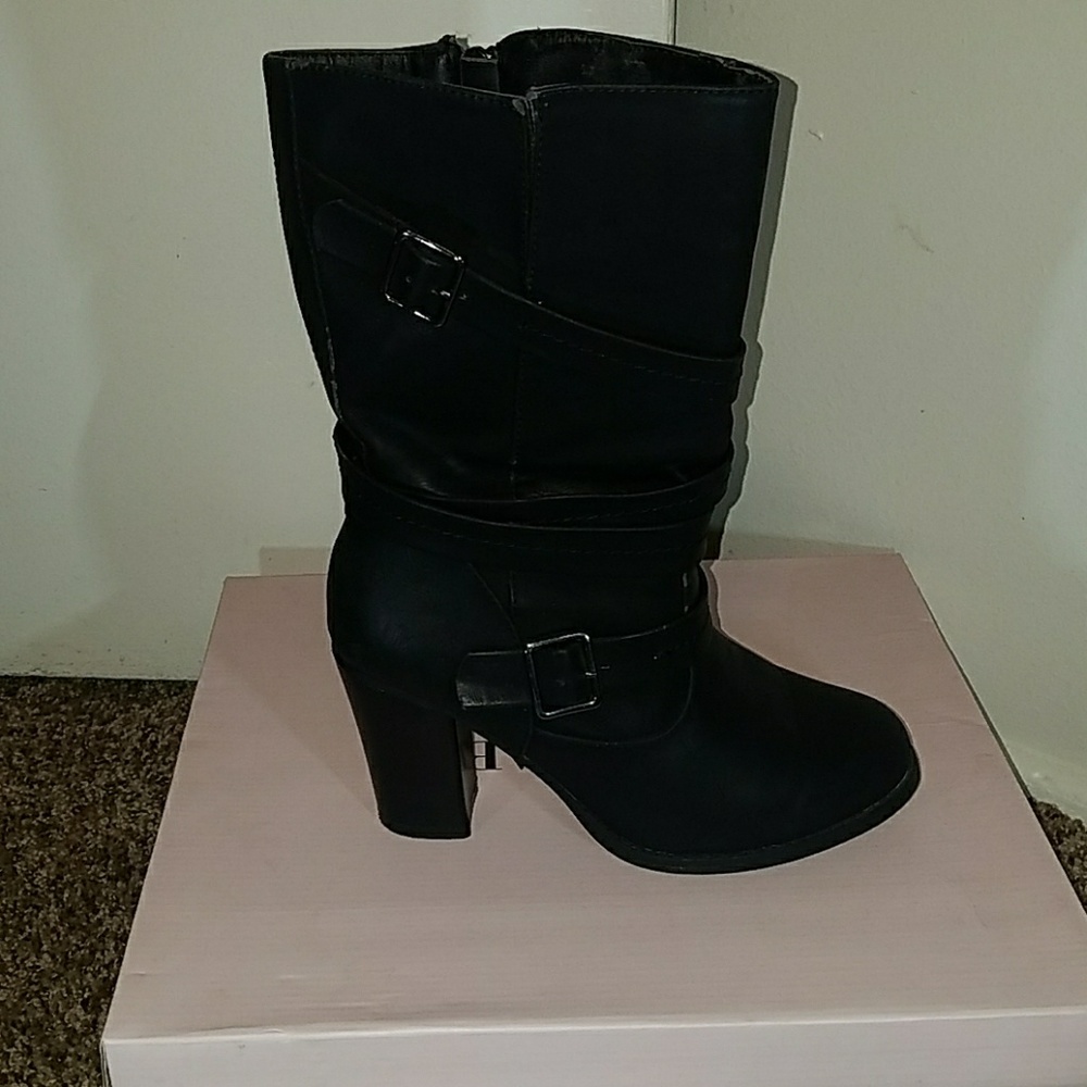 Black high heel boots
